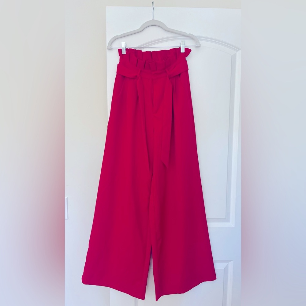 Elegant Red High-Waisted Pants
